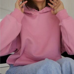 Things Between Oversized Hoodie Sweatshirt Women Size M Fleece Pullover Pink